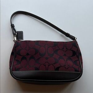 Coach Maroon and Black Shoulder Bag